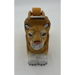 lion shape Tape Dispenser desk top wood craving